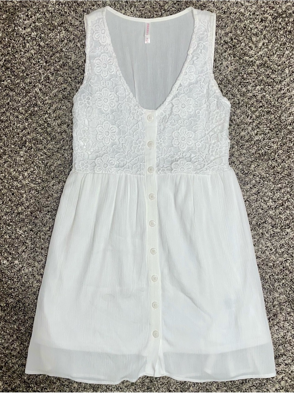 Xhilaration White Lace Button-Front Tank Dress Size Juniors Small